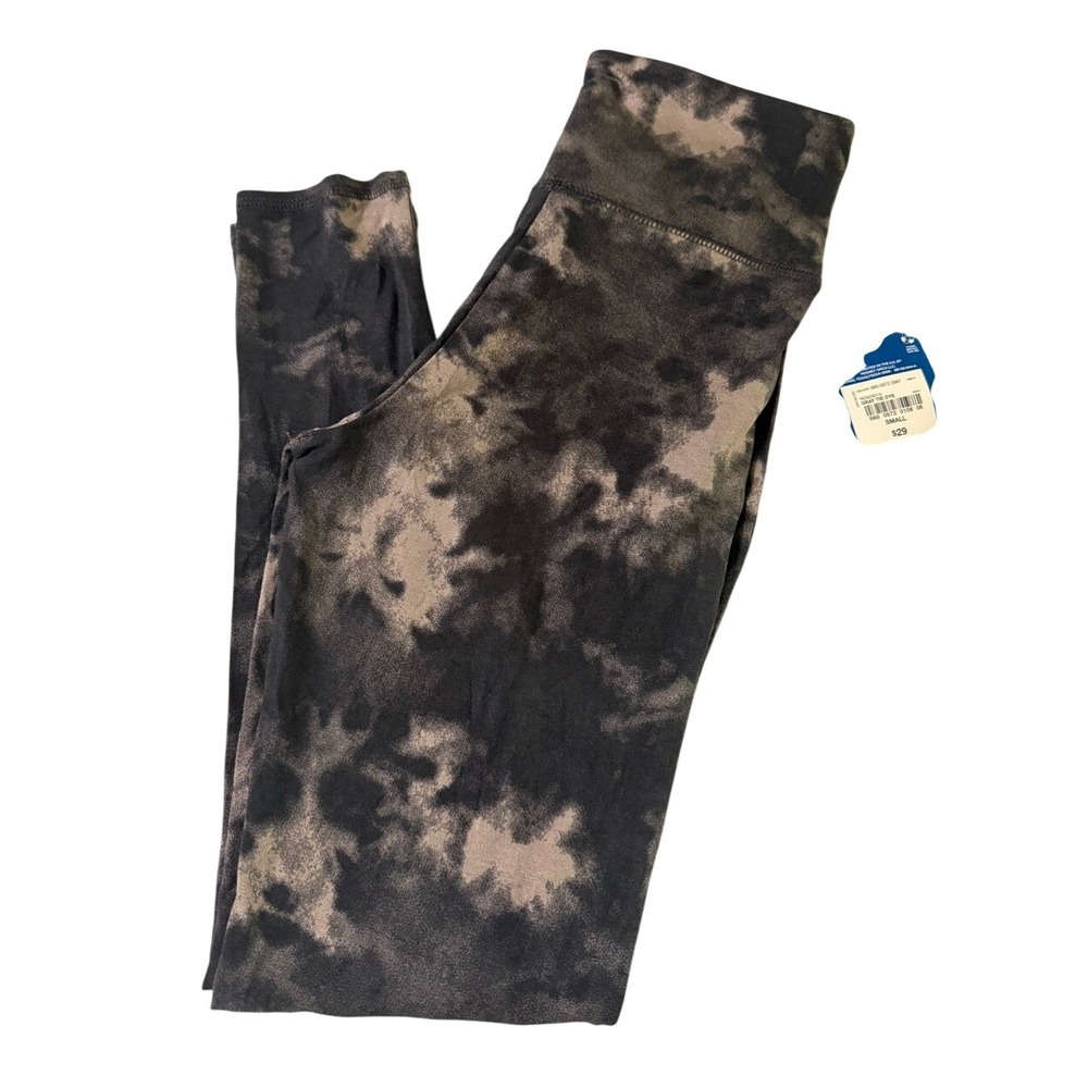 Arizona Jean Company Black and Tan Tie-Dye High-Waist Leggings size S